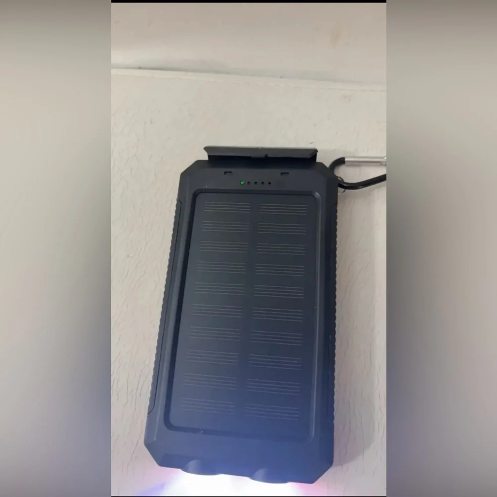 Solar Power Bank 32800 mAh with Flashlight, Dual USB, Waterproof – Black NWT